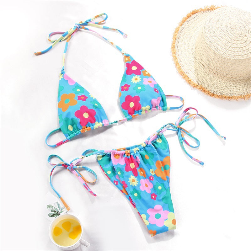 Women's Polka Dot Print Split Swimsuit Bikini