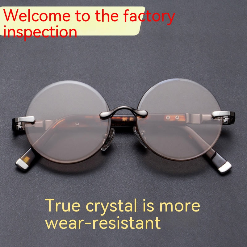 Men's Retro Round Crystal Stone Sunglasses