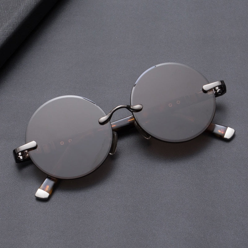 Men's Retro Round Crystal Stone Sunglasses