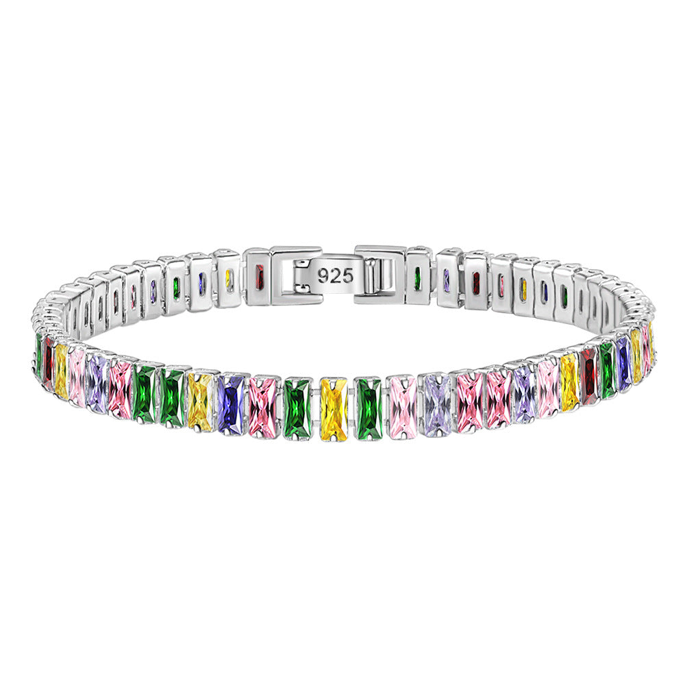 European And American Color Zircon Bracelet Full Diamond Adjustable Crystal Tennis