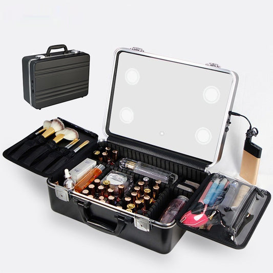 16 Inch Professional Makeup Artist's Dedicated Makeup Box With Mirror And LED Light