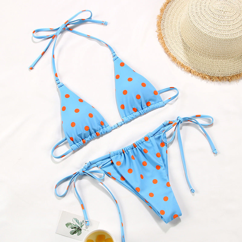 Women's Polka Dot Print Split Swimsuit Bikini