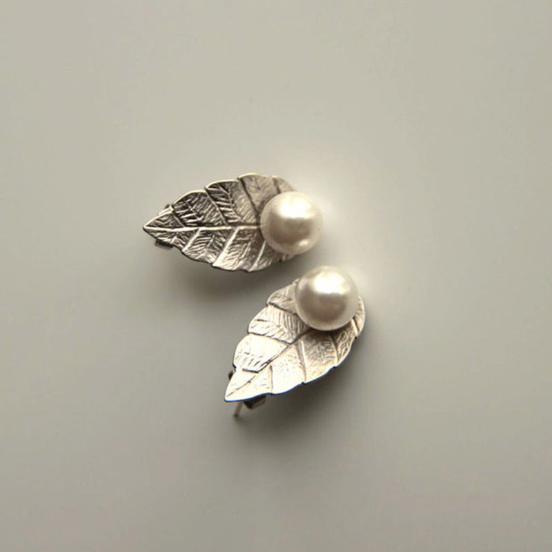 Creative Bohemian Beautiful Pearl Leaf Shaped Earrings