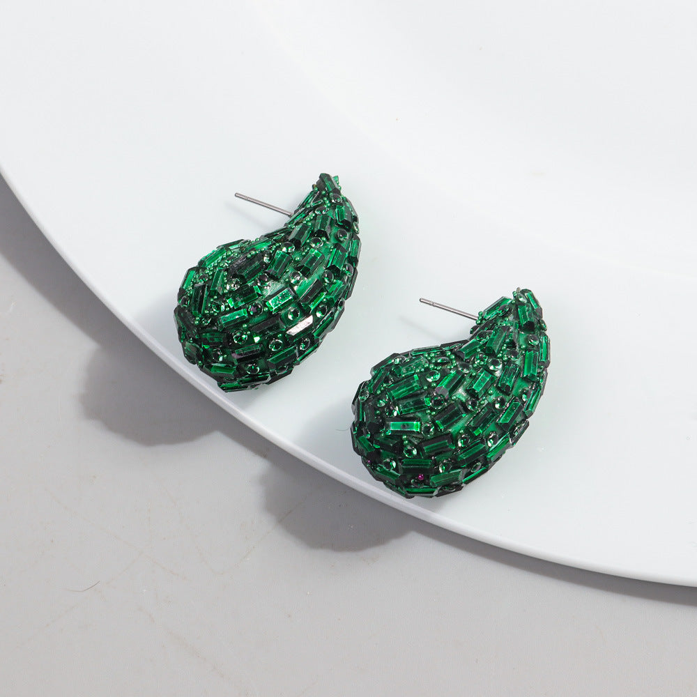 Fashion And Fully-jewelled Metal Stud Earrings