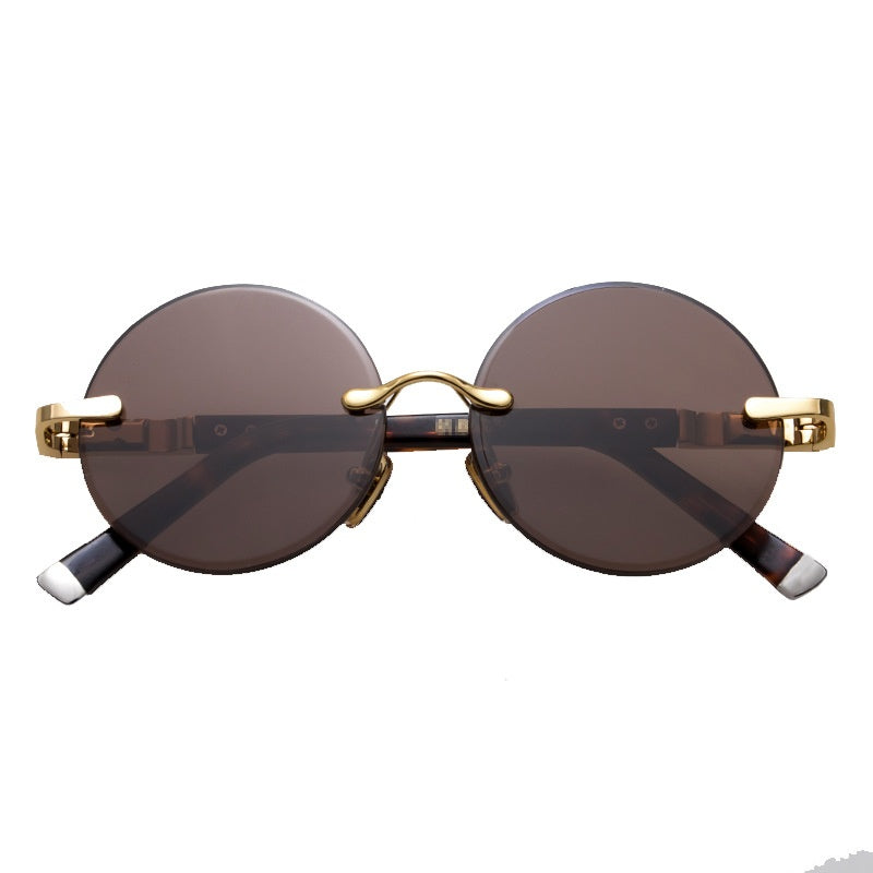 Men's Retro Round Crystal Stone Sunglasses