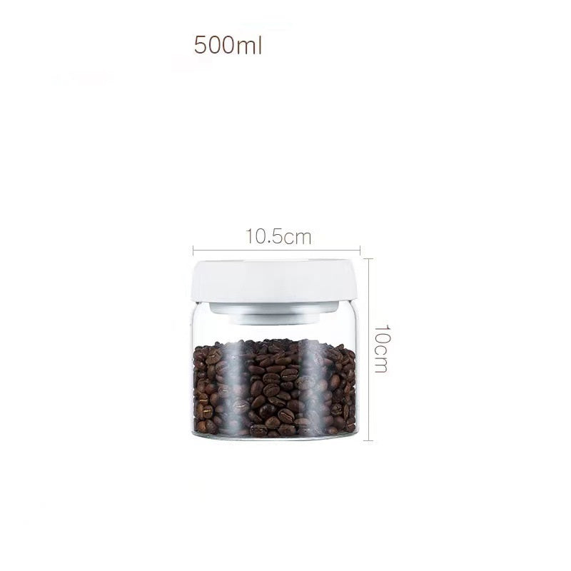 Vacuum Sealed Jug Set Black Coffee Beans Glass Airtight Canister Kitchen Food Grains Candy Keep Good Storage Jar Set Kitchen Gadgets