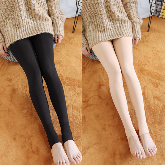Best Flesh Color Pantyhose Women Fleece-lined Thick Leggings